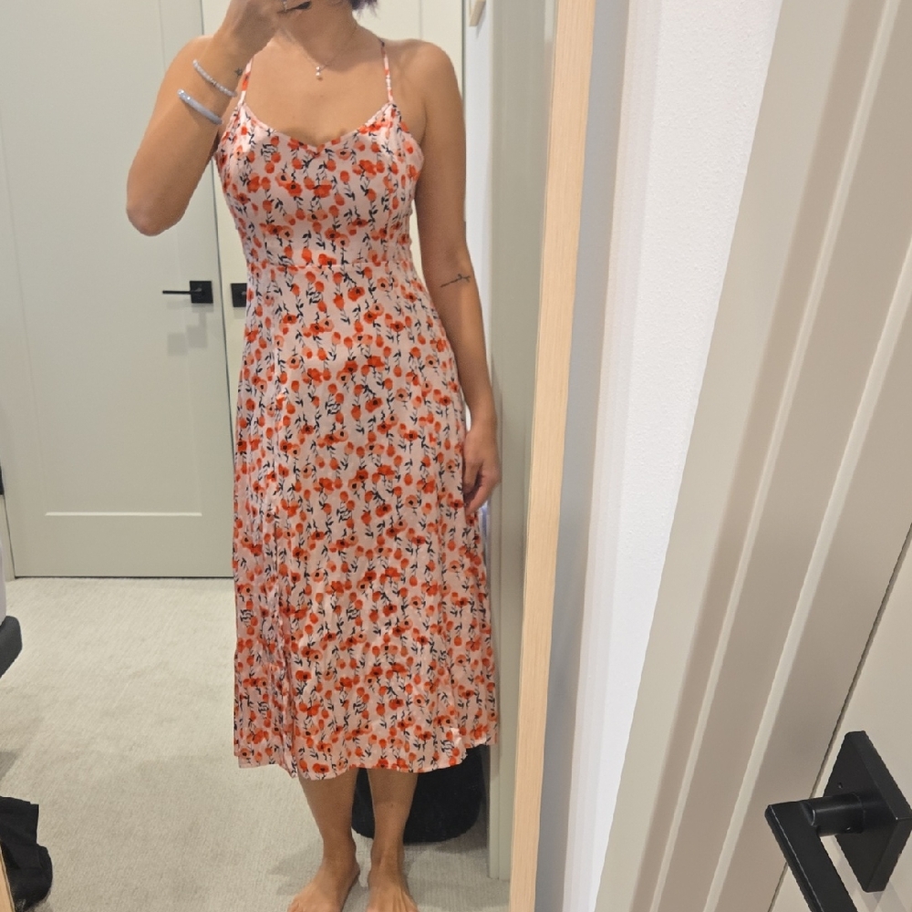 Adore Me Red and White Floral Midi Dress